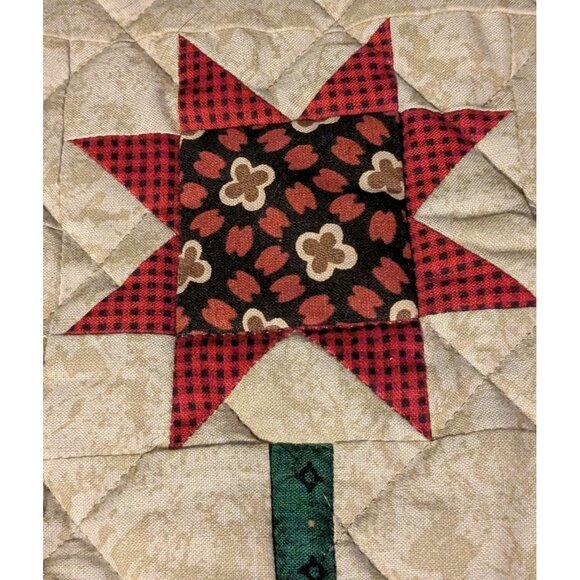 Handmade Quilted Wall Hanging Scrap Happy Flower Sunflowers Mumm Doll Blanket - Picture 2 of 16